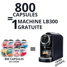 800 Cafés LAVAZZA BLUE = 1 machine en KDO (LB300 + 800 cafés au choix)