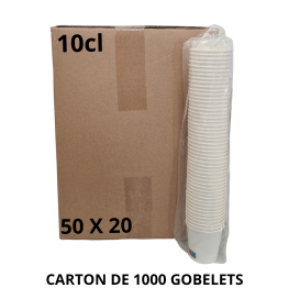 1000 Gobelets en Carton Blanc 10CL
