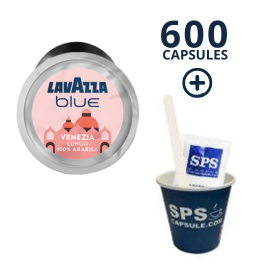 600 cafés Lavazza Blue + accessoires (soit 600 petits gobelets+ 600 sucres + 600 spatules)