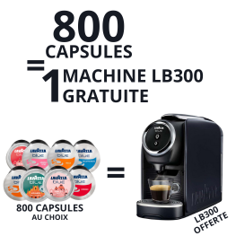 800 Cafés LAVAZZA BLUE = 1 machine en KDO (LB300 + 800 cafés au choix)