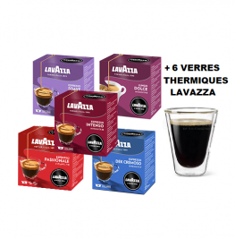 lavazza a modo mio 384 CAPSULES + CADEAU 6 VERRES LAVAZZA (6 passionale + 6 dek+ 6 lungo dolce + 6 delizioso)