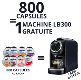 800 Cafés LAVAZZA BLUE = 1 machine en KDO (LB300 + 800 cafés au choix)