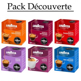 lavazza a modo mio Pack Découverte , soit 6 boites : 1 passionnale + 1 lungo dolce+1 deca cremoso+ 1 delizioso+ 1 intenso + 1 soave