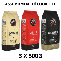 Pack Café Grain Vergnano 1,5kg : Antica Bottega x 500g + Espresso x 500g + GranAroma x 500g